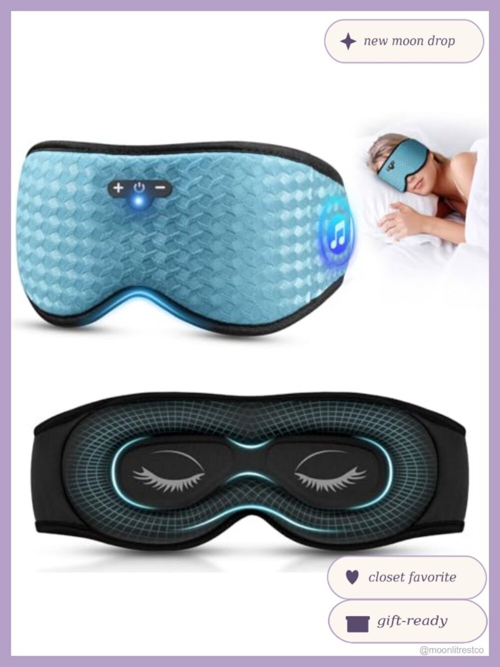 3D Sleep Mask with Bluetooth Headphones Adjustable Eye Mask Memory Foam